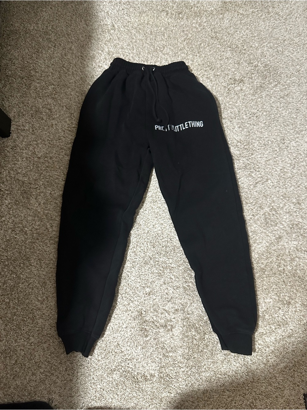 PrettyLittleThing Kids Black Logo Sweatpants